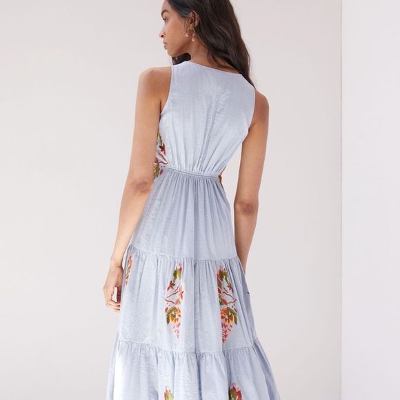 Anthropologie Samant Chauhan Embroidered Maxi Dress Size M - Picture 2 of 11